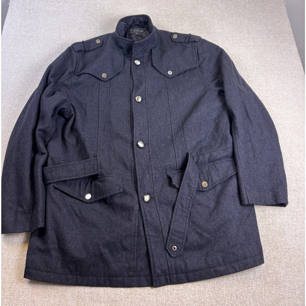Coogi Mens Wool Blend Field Jacket Charcoal Grey Military Coat 3X F11YK